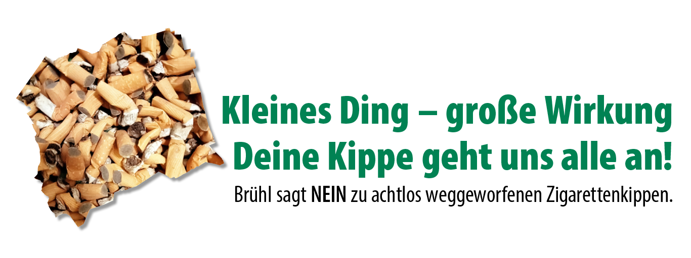 Kleines Ding, große Wirkung – Deine Kippe geht uns alle an! Brühl sagt NEIN zu achtlos weggeworfenen Zigarettenkippen.