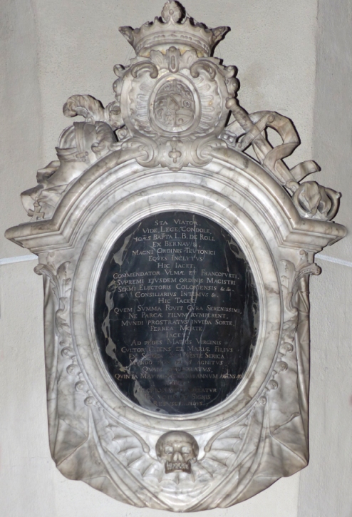 Clemens August stiftete zum Tode seines Freundes Roll dieses Epitaph in der Pfarrkirche St. Margareta.