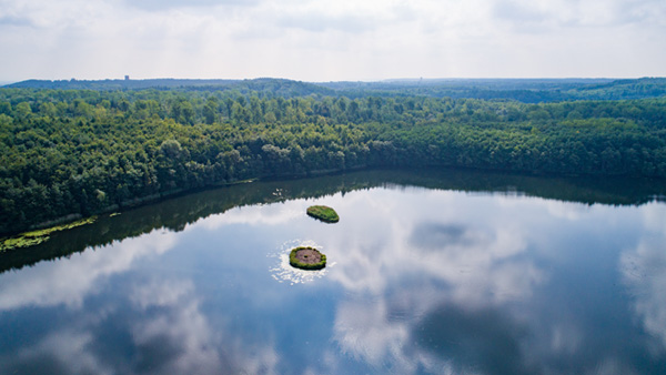 Luftbild eines Brühler Sees