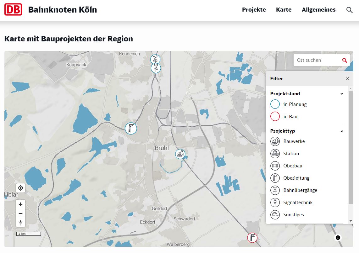 Ansicht einer Bahnknoten-Karte